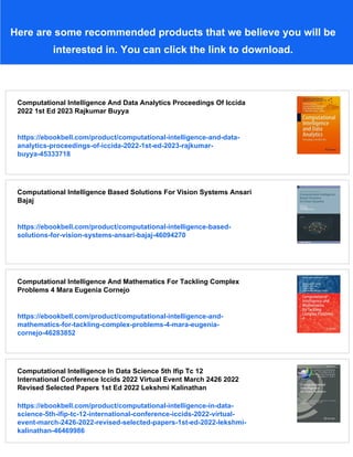 Computational Intelligence Diego Andina Duc Truong Pham Eds | PDF