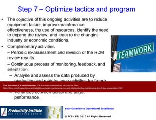 Reliability Centered Maintenance (RCM) and Total Productive Maintenance ...