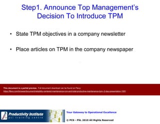 Reliability Centered Maintenance (RCM) and Total Productive Maintenance ...