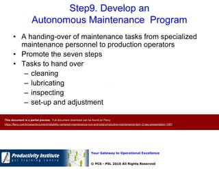 Reliability Centered Maintenance (RCM) and Total Productive Maintenance ...
