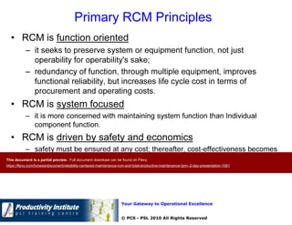Rcm Function Reliability Centered Maintenance (RCM) and Total Productive Maintenance ...