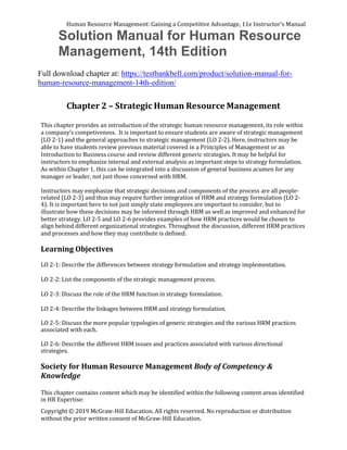 Solution Manual for Human Resource Management, 14th Edition | PDF