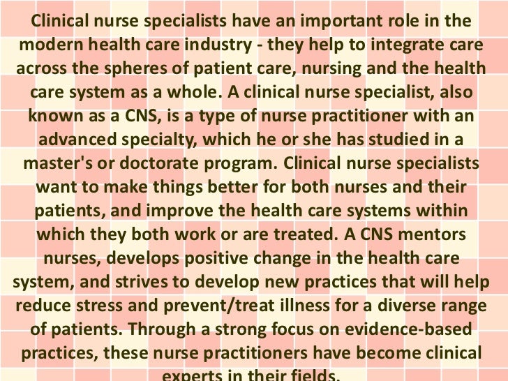 What Is A Clinical Nurse Specialist 