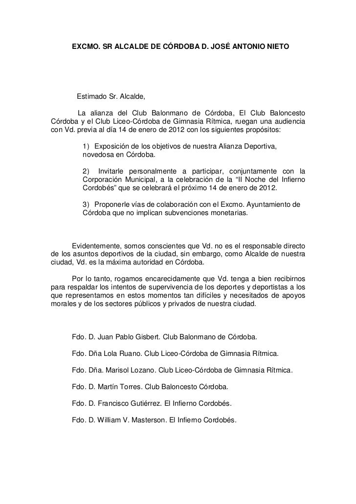 Solicitud reunión con Alcalde