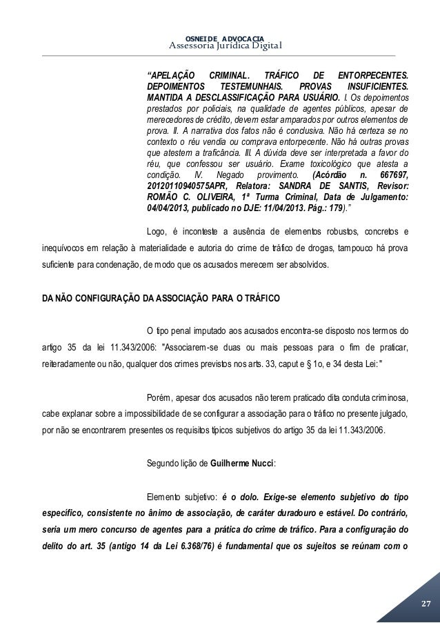 Alegações Finais Art 33 Da Lei