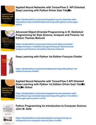 Deep Learning in Python An Object Oriented Programming 1st Edition Hong ...