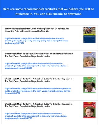 Early Child Development In The 21st Century Profiles Of Current ...