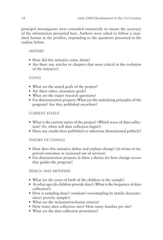 Early Child Development In The 21st Century Profiles Of Current ...