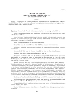 freeport-mcmoran copper& gold Proxy Statement 2007