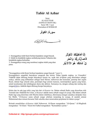 Tafsir Al azhar 108 al kautsar | PDF