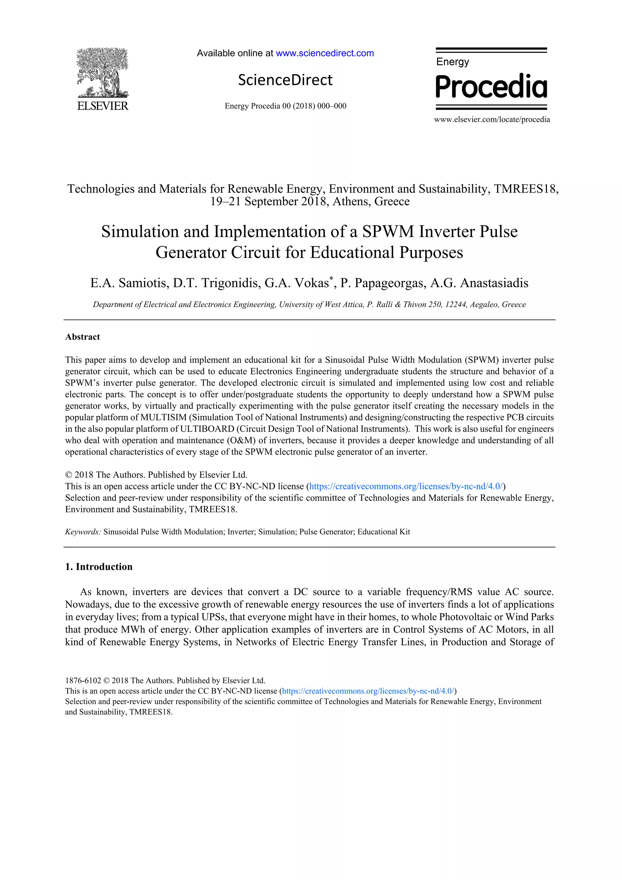 simulation and implementation of a spwm inverter pulse for educational ...