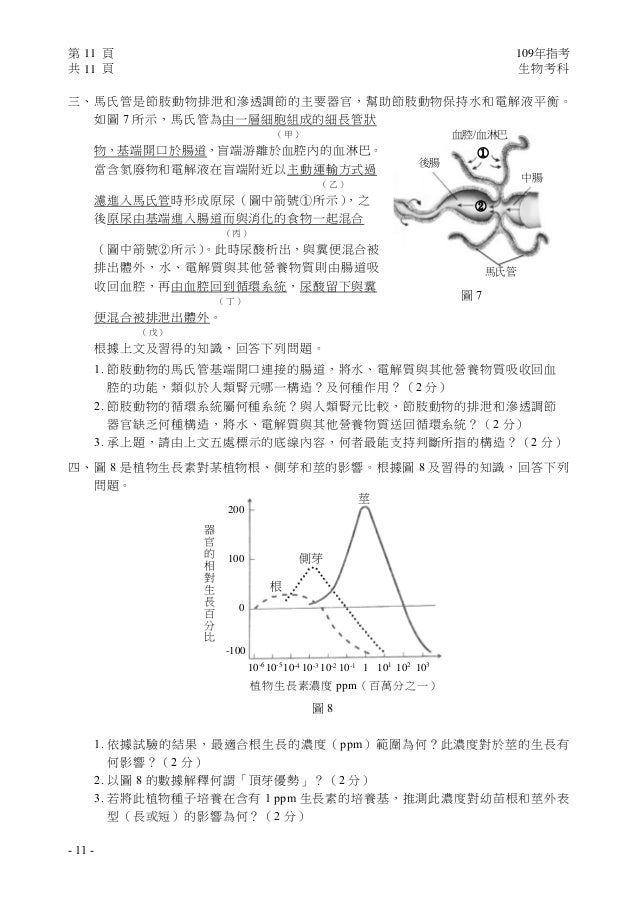 109指考生物試卷