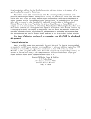 freeport-mcmoran copper& gold Proxy Statement 2005