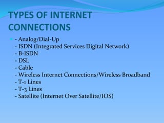 Internet Service Types Internet and Its Uses | PPTX