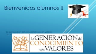La generación del conocimiento con valores
2015
Bienvenidos alumnos !!
 