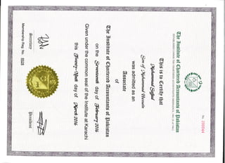 ICAP Membership Certificate