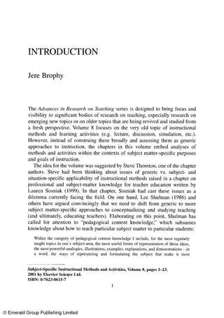 Subjectspecific Instructional Methods And Activities Advances In ...
