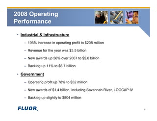 fluor 	 Fourth Quarter 2008 Conference Call Presentation