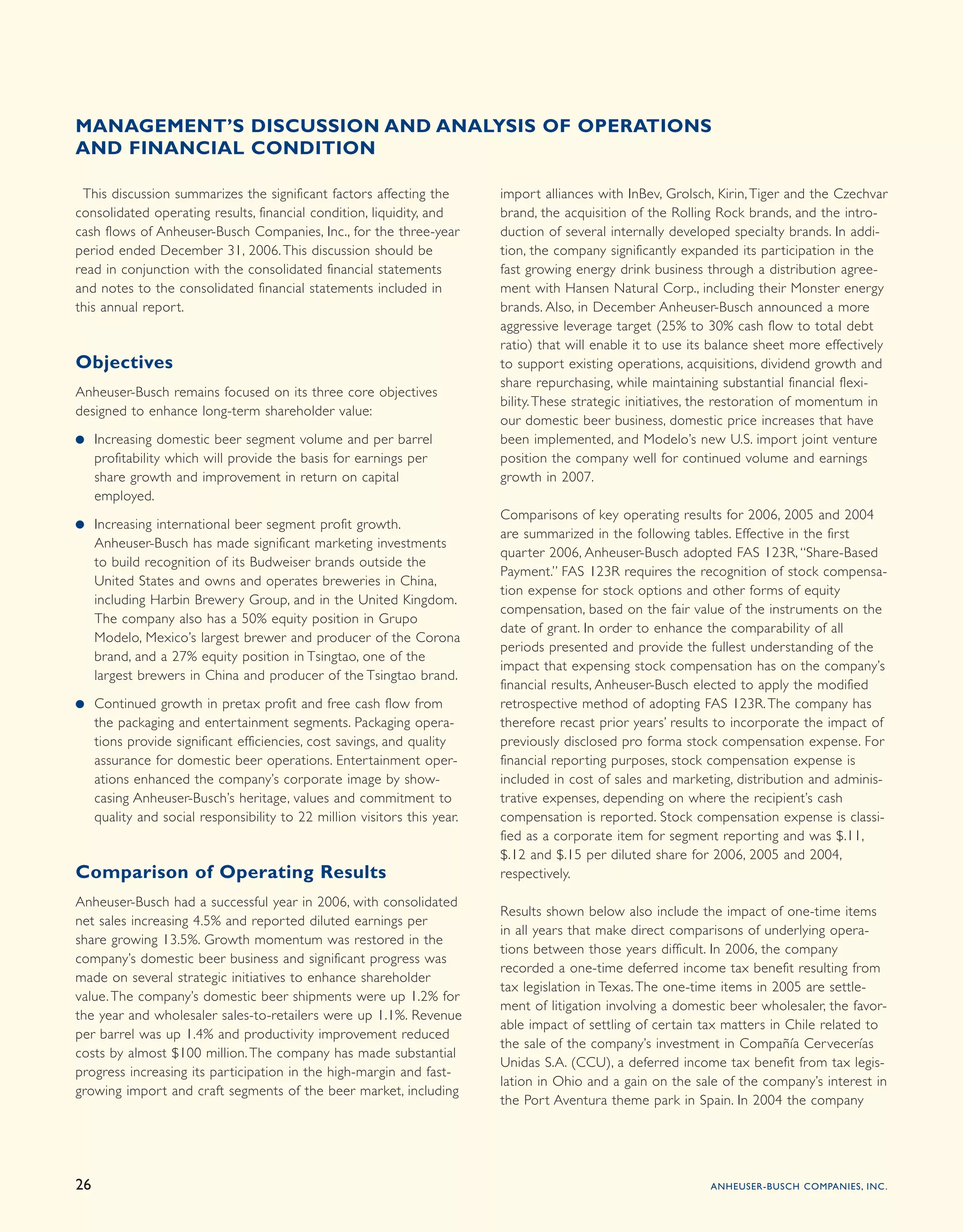 anheuser-busch 2006AR_MgmntDiscuss