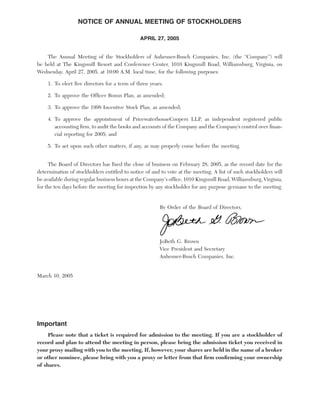 anheuser-busch A-BProxy2005