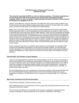 nike earnings call transcript