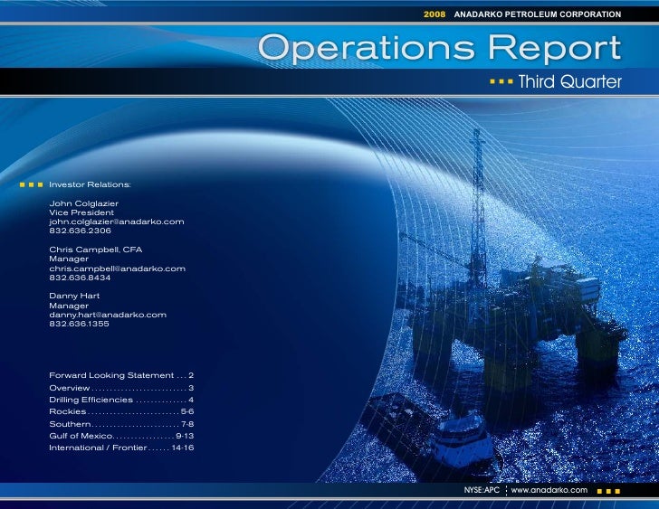 anadarko petroleum 3Q08 Operations Report