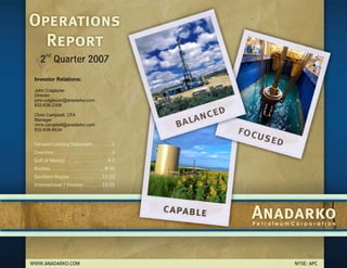 anadarko petroleum 2Q07 Operations Report