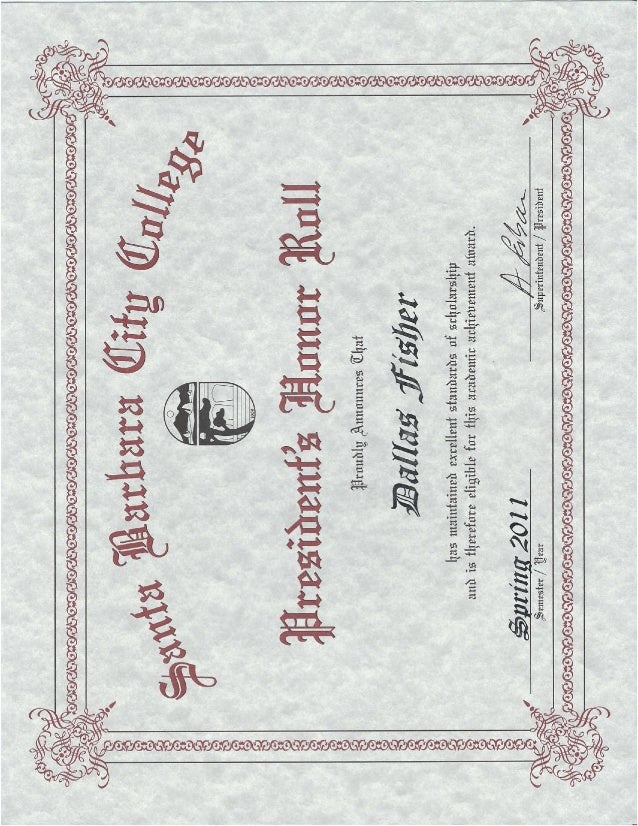 honor roll certificate