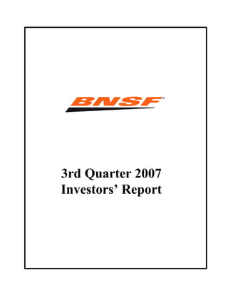 3rd Quarter 2007
Investors’ Report
 