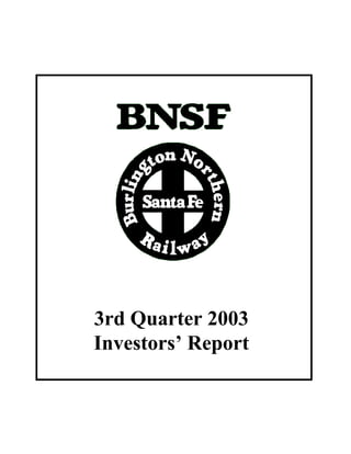 3rd Quarter 2003
Investors’ Report
 