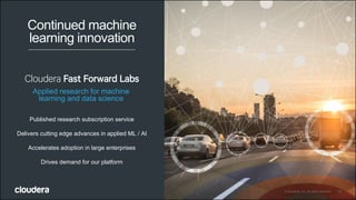 15© Cloudera, Inc. All rights reserved.
Published research subscription service
Delivers cutting edge advances in applied ML / AI
Accelerates adoption in large enterprises
Drives demand for our platform
Applied research for machine
learning and data science
Continued machine
learning innovation
15© Cloudera, Inc. All rights reserved.
 