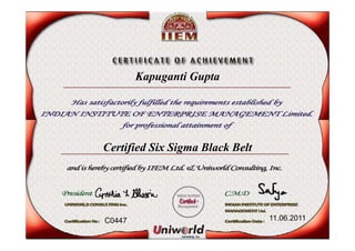 Kapuganti Gupta
Certified Six Sigma Black Belt
11.06.2011C0447
 