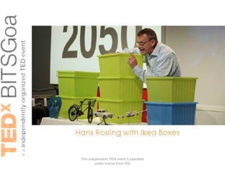 This independent TEDx event is operated
         under license from TED
 