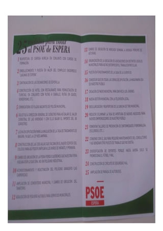Programa Electoral de la Agrupacion Municipal de Espera Elecciones Municipales.