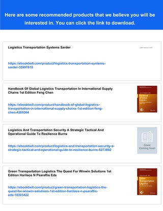 Logistics Transportation Systems Md Sarder | PDF