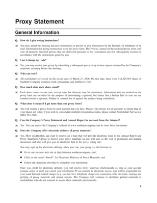 southern Proxy Statement 2006