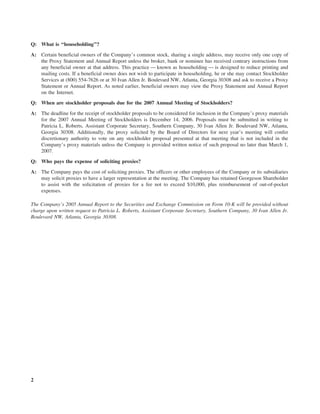 southern Proxy Statement 2006