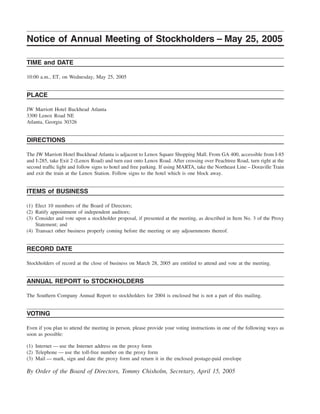 southern Proxy Statement 2005