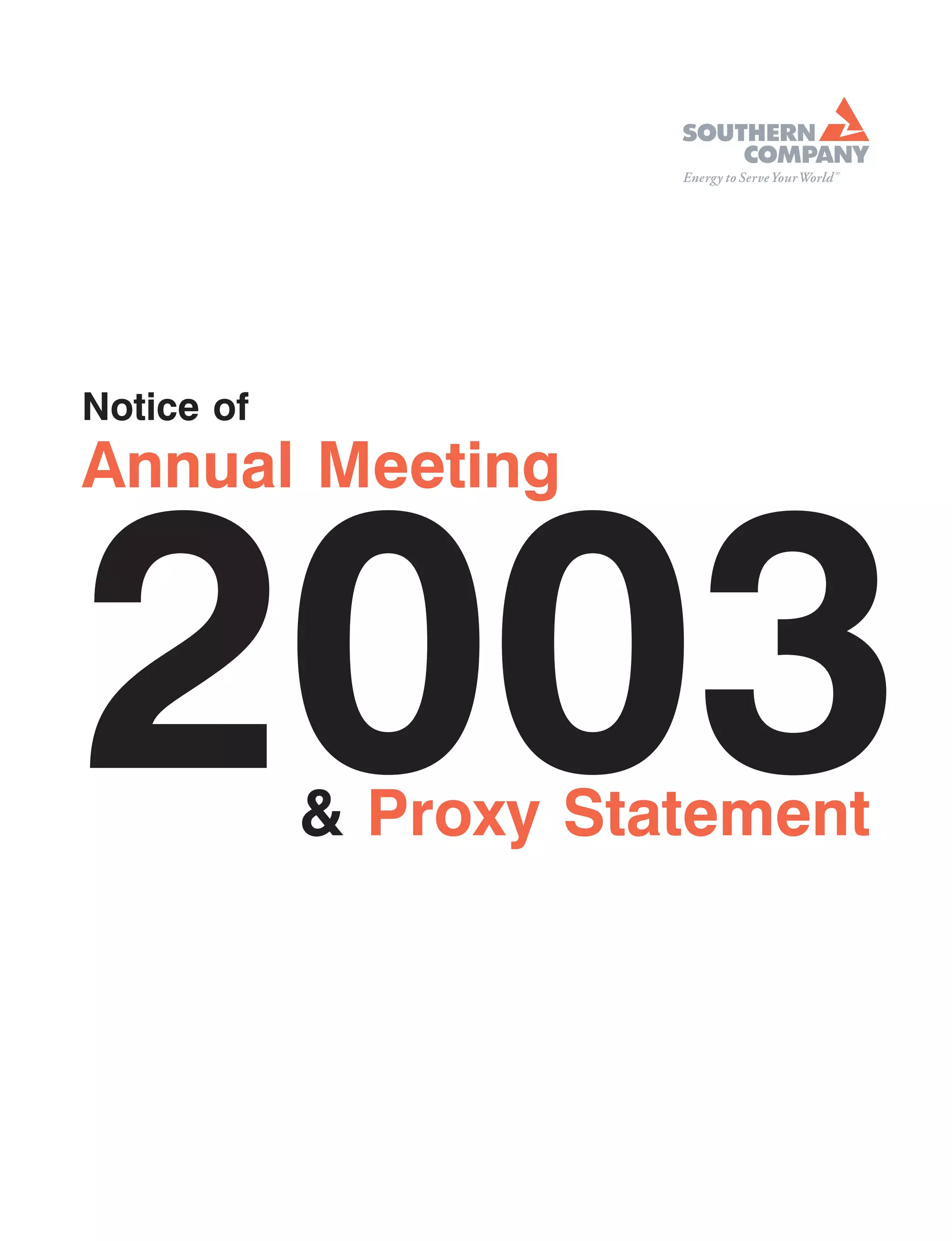 southern Proxy Statement 2003