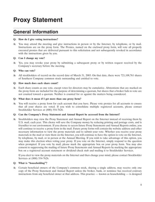 southern Proxy Statement 2003