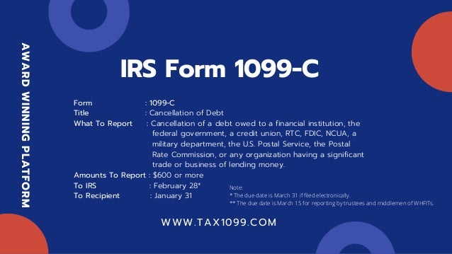 Tax 1099 Form Filing Deadlines For The Year 19