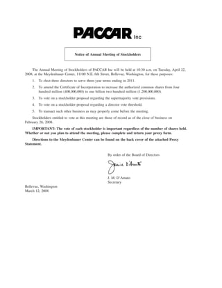 PCAR 2008 Proxy Statement