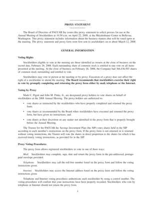 PCAR 2008 Proxy Statement