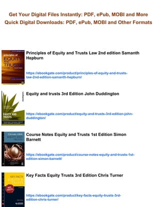 Equity and Trusts 2nd Edition Alastair Hudson | PDF