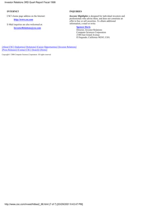 computer sciences FY 1998 Q3