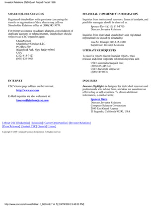 computer sciences FY 1998 Q2