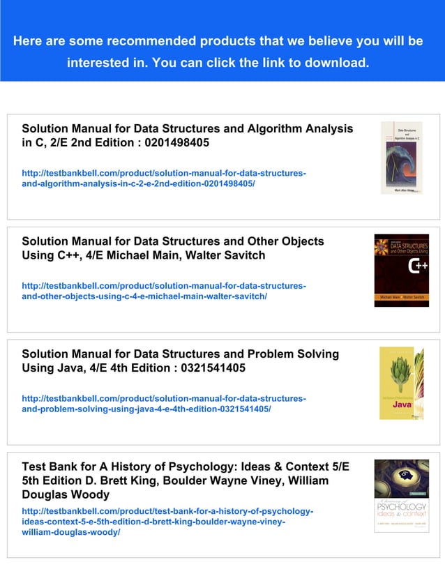 Solution Manual for Data Structures and Algorithm Analysis in C++, 4/E ...