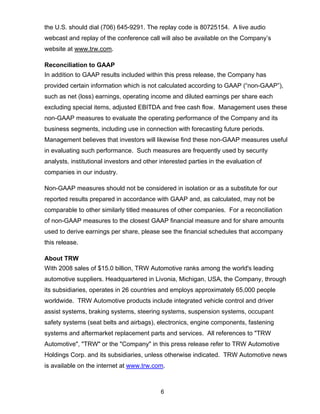 2008 Q4 TRW Auto Earnings Presentation