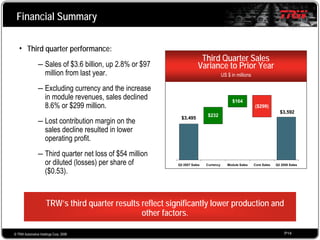 2008 Q3 TRW Auto Earnings Presentation 