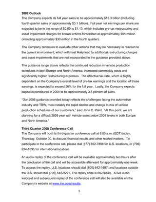 2008 Q3 TRW Auto Earnings Presentation 